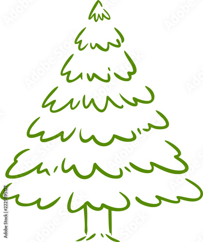 Christmas tree hand drawn illustrations. transparent background