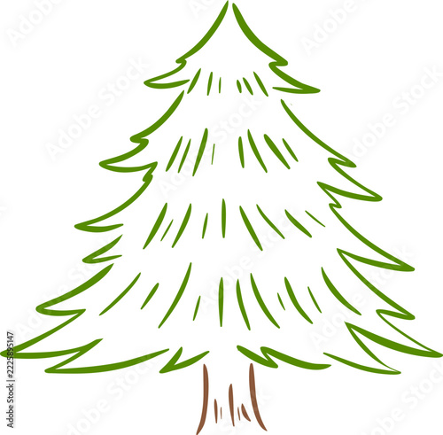 Christmas tree hand drawn illustrations. transparent background