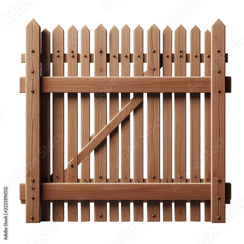 wooden fence front isolated on transparent background
