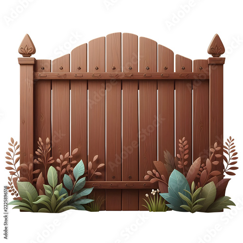 Wood Fence Front Perspective Outdoor Design Isolated on Transparent Background