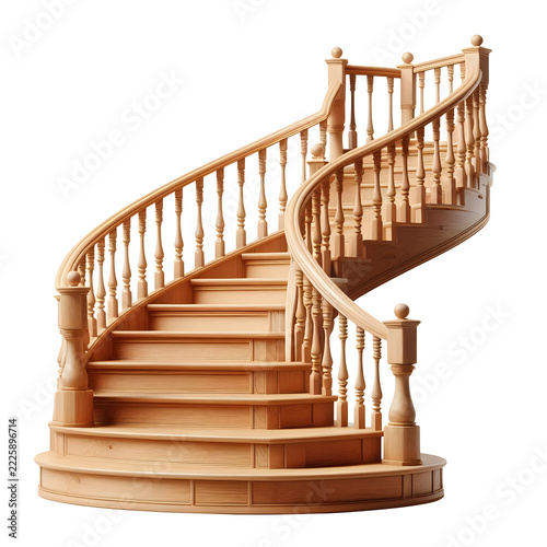Wooden round Staircase isolated on transparent background