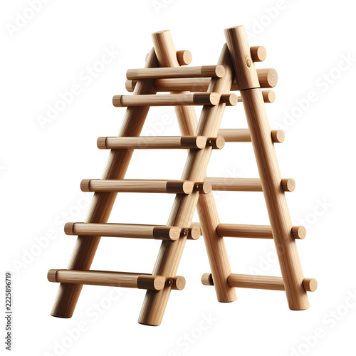 Wooden Staircase isolated on transparent background
