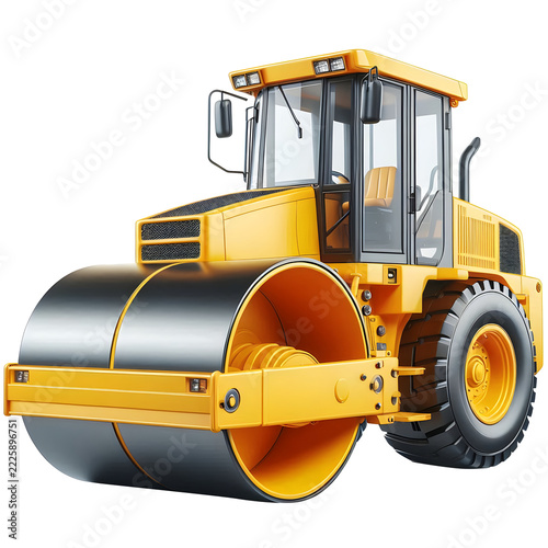 yellow road roller isolated on transparent background