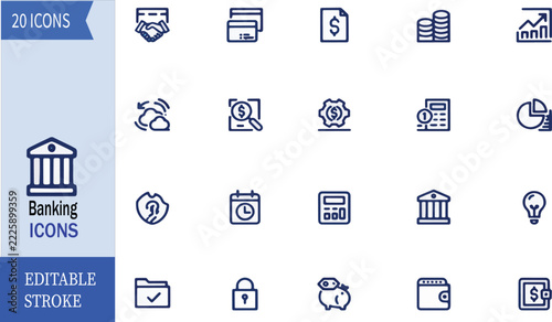 Business Banking And Financial Management Icon Set Vector Illustration