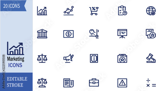 Business Finance Marketing And Legal Icon Set Vector Illustration