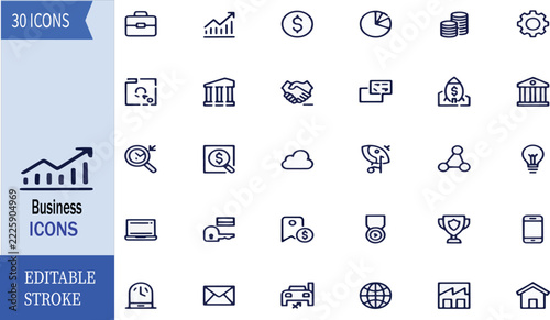 Business Finance Banking And Startup Icon Set Vector Illustration