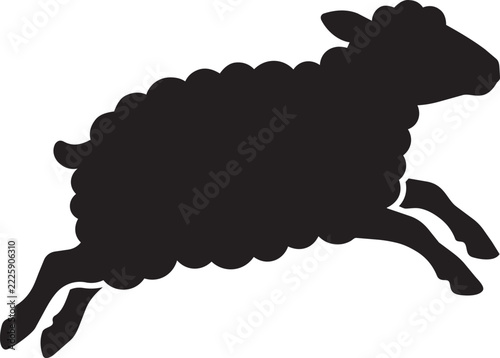 Fotografie jumping sheep animal silhouette icon vector illustration