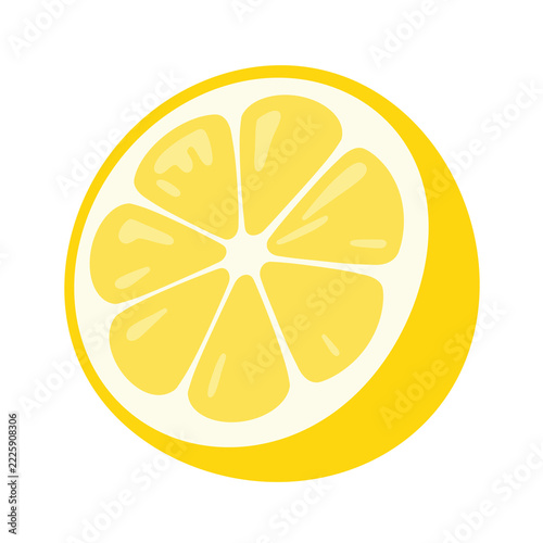 Lemon slice sliced yellow citrus fruit cross section icon