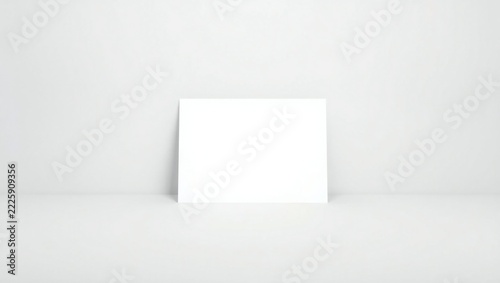 Blank white paper card mockup leaning on a smooth surface for branding design