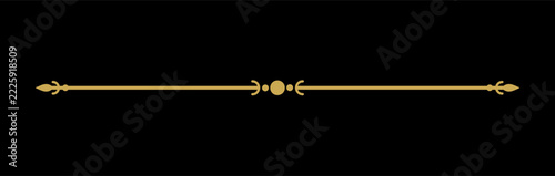 Text divider. Underline Decorative golden. Gold line luxury. Line separator, Border, Vintage divider. Vector illustration