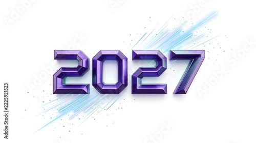 Futuristic rendering of the year 2027 with purple and blue effects