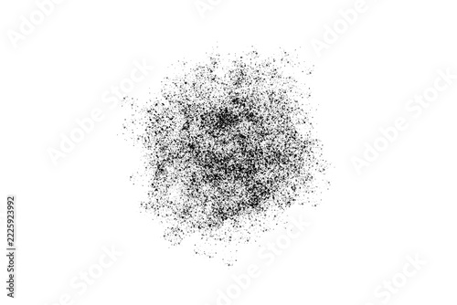 Black charcoal dust powder or ink spray splash isolated on transparent background
