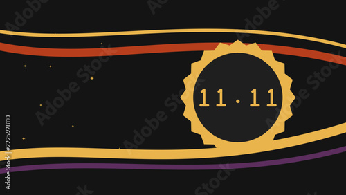 11.11 Sale Luxury Background Ribbons and Gold Medallion for online shopping promotion discount advertising and marketing campaigns