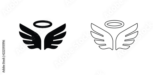 Angel wings with halo Icon, Angel wings with halo Vector Illustration