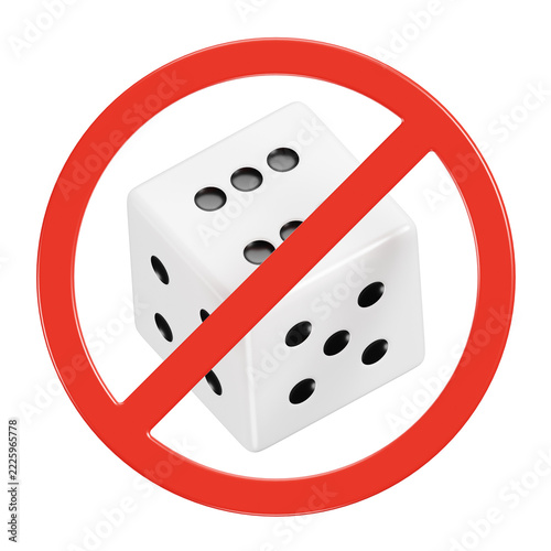 No Gambling Symbol with Dice 3D Render