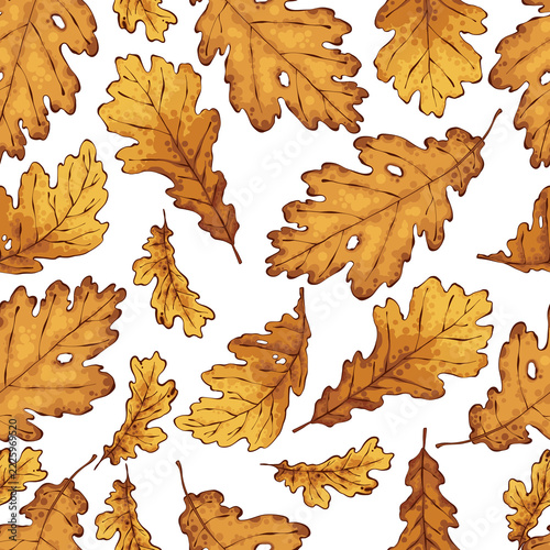Autumn leaves pattern with watercolor textures and maple foliage creates a seamless fall background perfect for seasonal designs, harvest themes, and autumn decorations