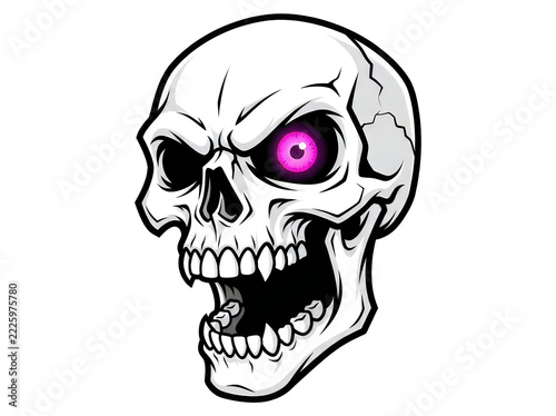 Skull with glowing purple eye illustration