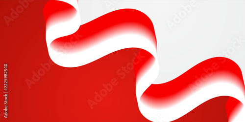Indonesia flag background with 3D wavy red and white ribbon and copy space for independence day design
