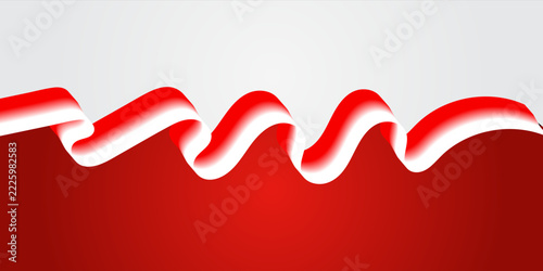 Indonesia flag background with 3D wavy red and white ribbon and copy space for independence day design