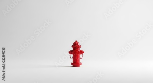 Minimalist red fire hydrant isolated on a clean white background