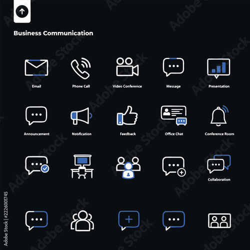 Office Equipment Line Icons Set – Minimal Monoline Outline Vector Collection