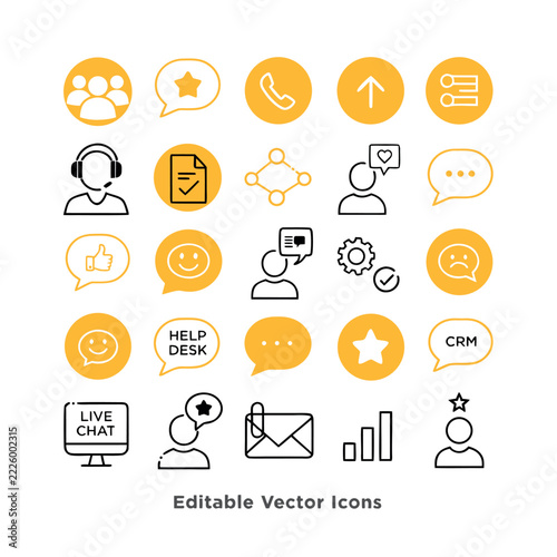 Corporate Management Line Icons Set – Minimal Monoline Outline Vector Collection