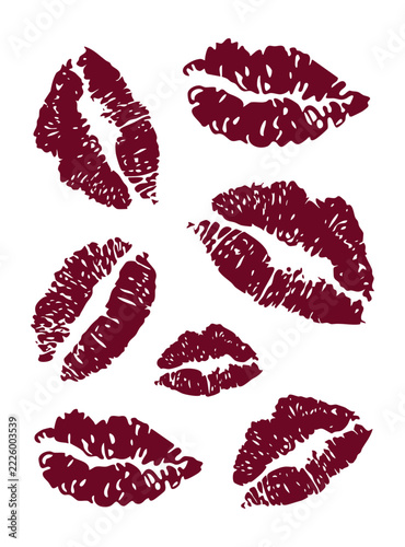 Set of red lips print
