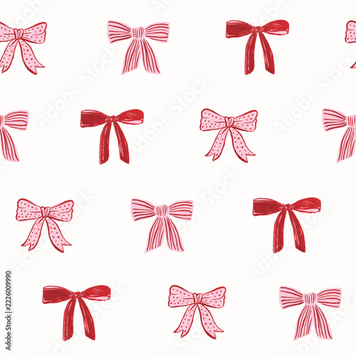 Seamless pattern with cute hand drawn bows