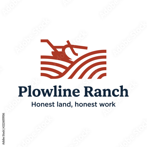 plowline ranch logo with agriculture icon and branding typography