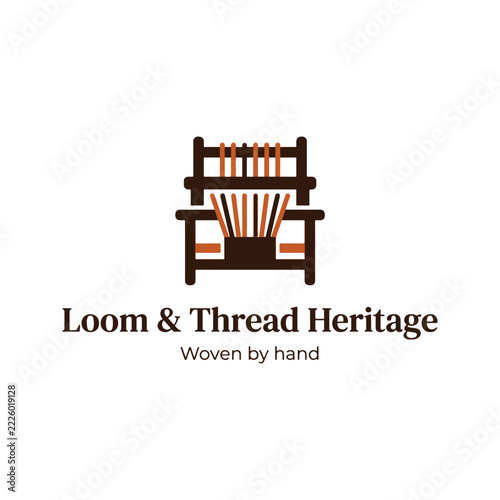 weaving loom logo icon with thread for textile business branding