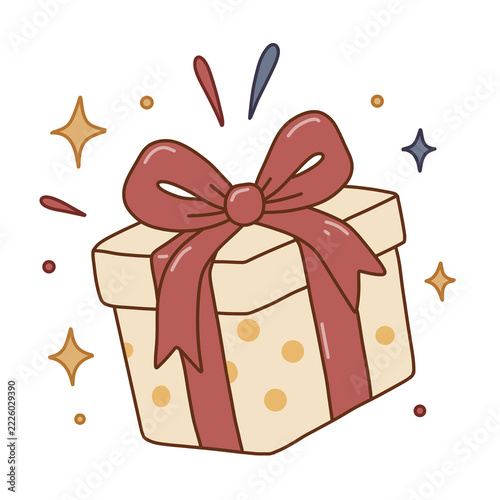Gift Box with Ribbon Illustration