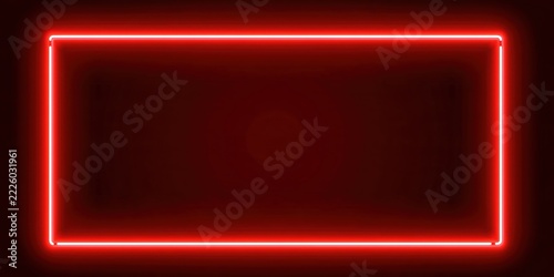 Vibrant red glowing rectangular frame illuminates a dark, moody background.