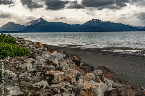 Alaska mountains, glacier, forest, view of Homer spit