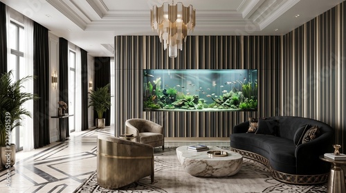 Contemporary Art Deco Aquarium Lounge