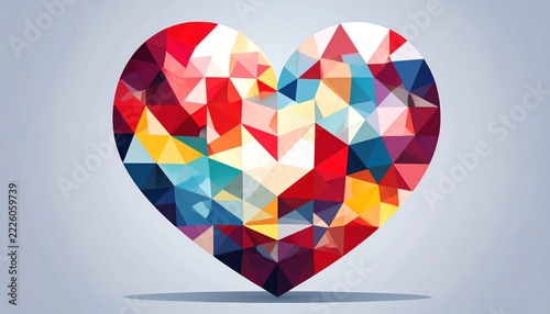 Vibrant colorful heart geometric shape.
