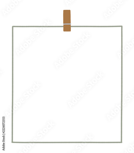 Simple square frame with wooden clothespin clip for note and photo