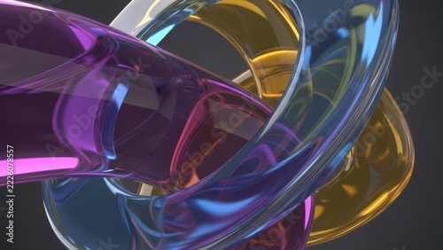 Abstract 3d shapes with colorful glowing neon light