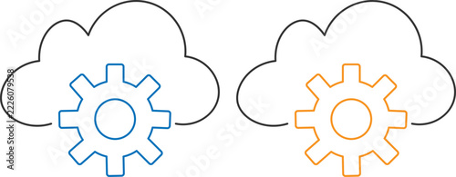Cloud computing settings gear icon vector isolated on white background   