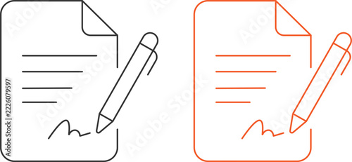 Document contract signing pen icon vector isolated on white background