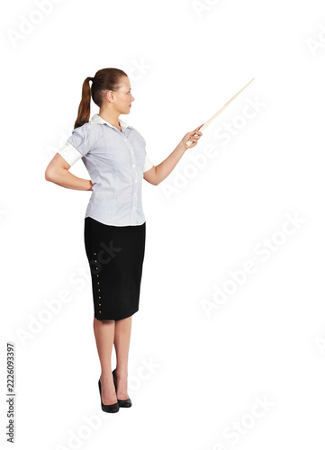Woman teacher holding a pointer.