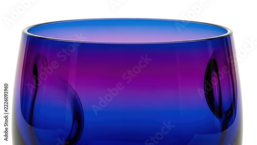 Close up of a blue and purple glass cup