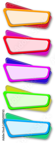 set of colorful banners with shadow