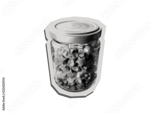 glass jar of preserved peas