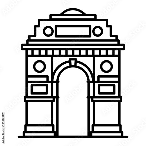 india gate line icon with editable stroke