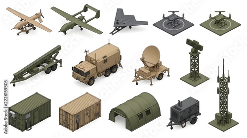 Isometric Military Field Equipment Asset Kit
