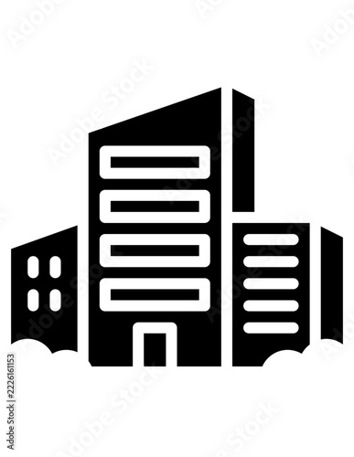 Office building glyph solid style icon vector