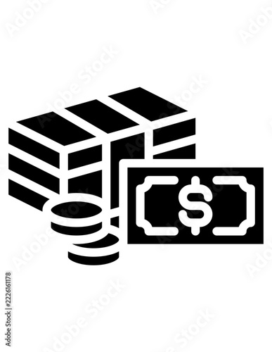 dollar currency money glyph solid style icon vector
