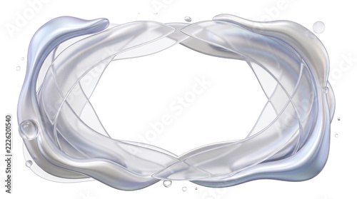 3D Minimalist Silver Fluid and Frosted Glass Frame Isolated