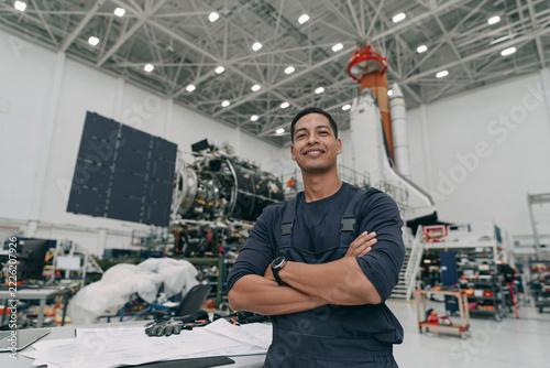 Spacecraft Engineer Inside Advanced Assembly Facility