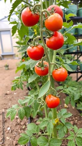 Fresh Ripe Red Tomatoes Organic Greenhouse Garden